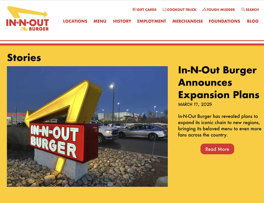 Screenshot of website