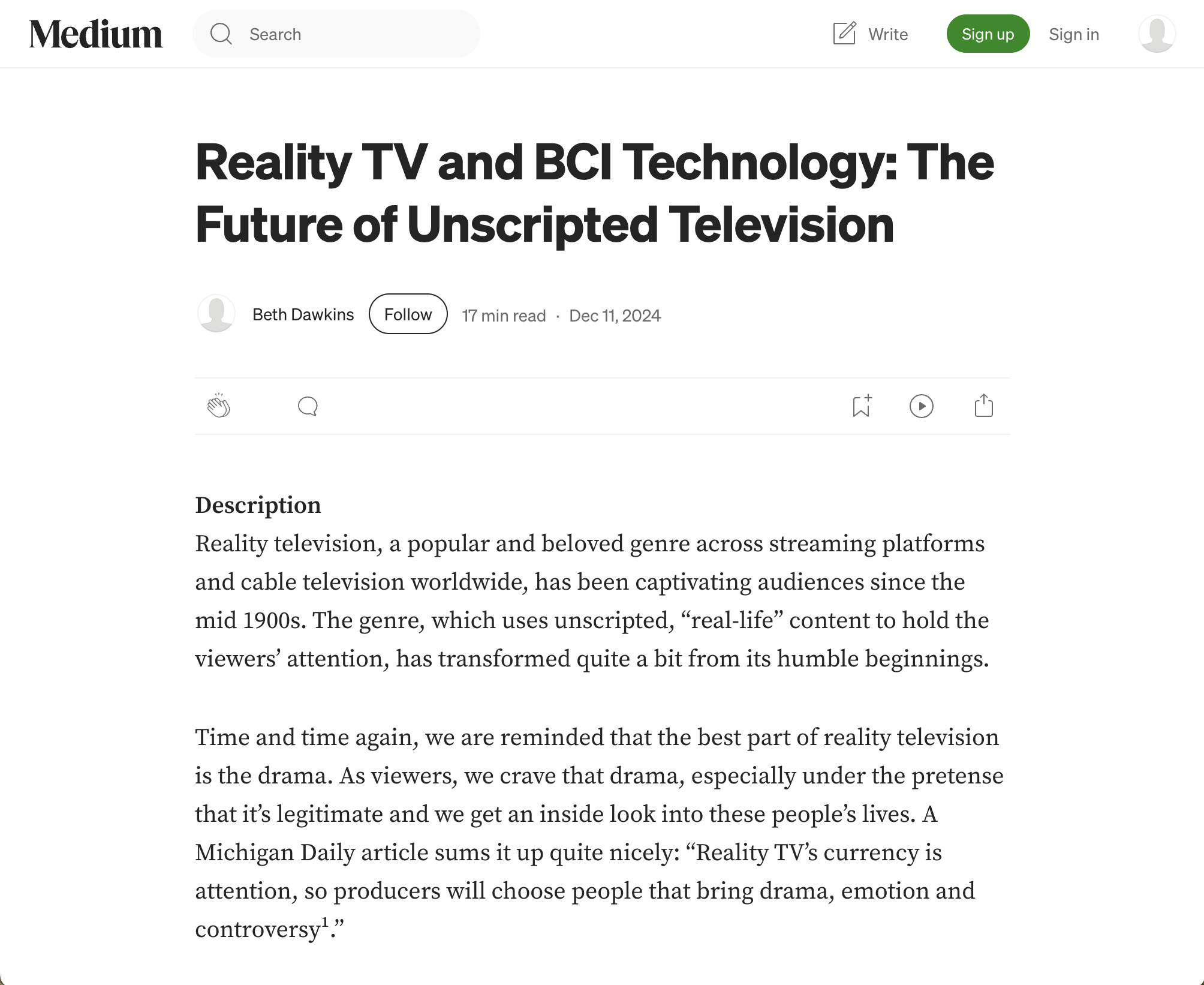 Picture of Medium article